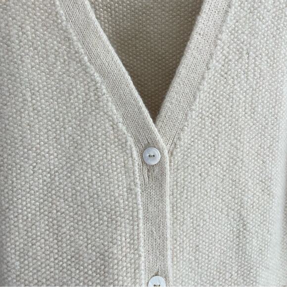 Hesperios | Women’s Knit Baby Alpaca Sweater Cream Button Front Cardigan Sweater - Picture 8 of 12
